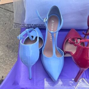 Light Blue Patent Leather Heels